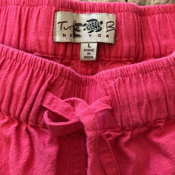 Turtle Bay 100% cotton pink Bermuda shorts with shell button and elastic waist L - Picture 3 of 6